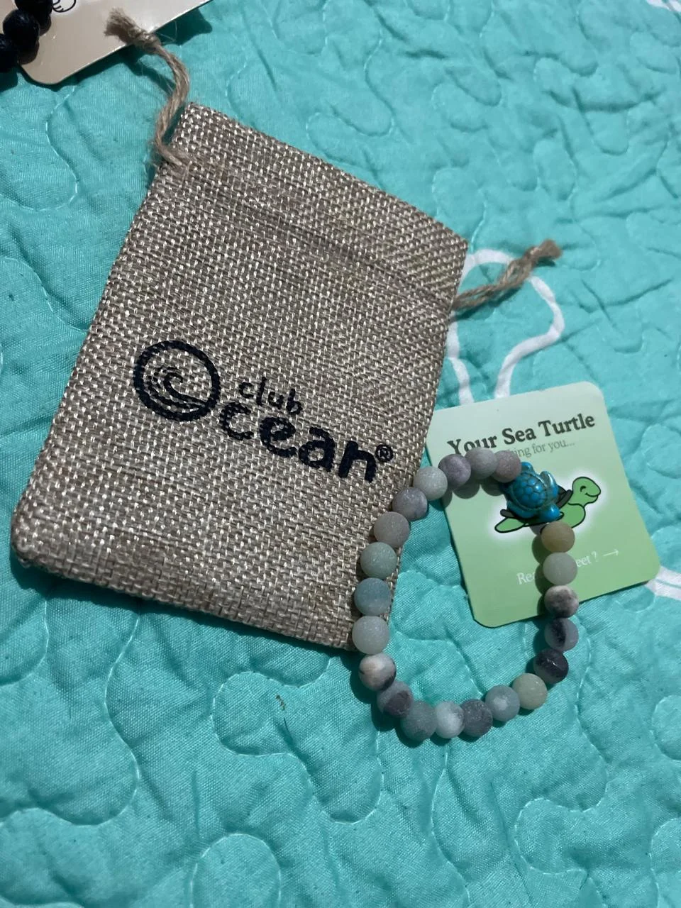 Pulsera Piedras Naturales con Tortuga Azul 🐢 | Club Ocean | Protección y Estilo Sostenible